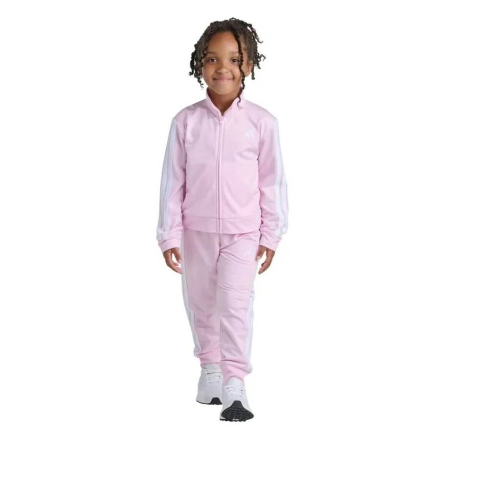 Adidas Toddler Girls 2-pc. Track Suit in light pink‎ with white stripes.